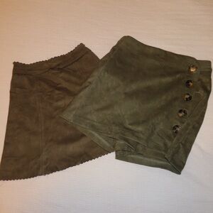 Olive Green Skirt Set with Button Detail